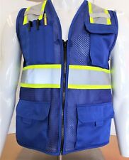 Two Tone High Visibility Reflective Blue Safety Vest X-small-5xl