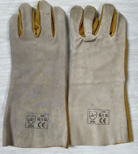 14 Split Leather Cowhide Gloves Grayyellow Work Welding Bbq Fireplace