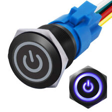 Blue Led 19mm Latching Push Button Switch With Wiring Harness On Off Spdt 12v
