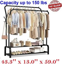 Heavy Duty Clothing Garment Rack Clothes Organizer Double Rails Hanging Stand Us