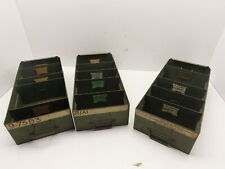 Vintage Green Steel Metal Organizer Storage Drawer Bin 17x8 X4.5 Lot Of 3