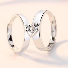 925 Silver 2pcs Couples Rings Promise Wedding Ring Zircon Engagement Rings Women