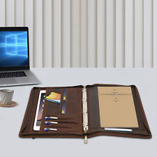 Padfolio Business Leather Portfolio Zippered Notebook Binder Organizer Office