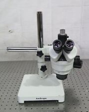 R192805 Amscope Trinocular Stereo Zoom Microscope W Boom Stand