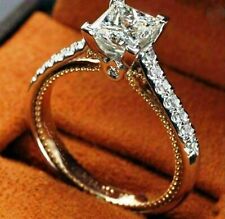 Channel Set 2.00ct Princess Cut Real Treated Diamond 925 Silver Engagement Ring