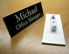 Custom Engraved 1x3 Black Name Tag Badge Pin Closure Employee Personalized