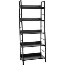 Industrial Bookshelf Ladder Shelf 5 Tier Bookcase Wood Storage Rack Flower Stand