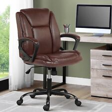 Pu Leather Task Chair Home Office Chair Ergonomic Mid Back Computer Desk Chair