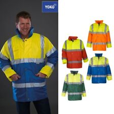 Yoko Hi-vis Mens Contrast Waterproof Jacket Hvp303 - Safety Workwear Warm Coat
