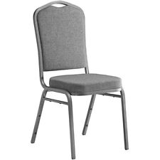 Crown Back Stacking Banquet Chair With Gray Fabric Silver Vein Frame