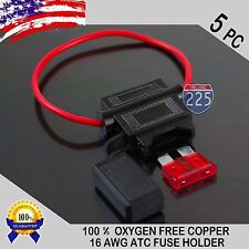5 Pack 16 Gauge Atc In-line Blade Fuse Holder 100 Ofc Copper Wire 1a - 40a