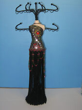 Jewelry Organizer Tree Stand Ladys Sequin Flapper Dress Form Hooks Vanity Doll