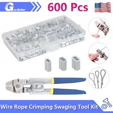 Wire Rope Crimping Swaging Tool Kit For Wire Cable Crimps Aluminum Double Barrel