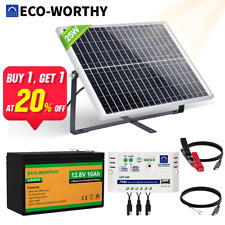 Eco-worthy 10w 25w Watt Solar Panel Kit 12v 10ah Lithium Battery Home Camping
