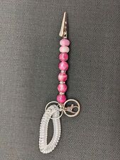 5 Inch Beaded Pinksilver Atm Card Grabber Roach Clip Spiral Wristlet Key Chain