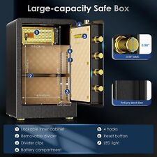 Diosmio Large 4.2cub Safe Box Double Lock Account Fireproof Pistol Lockbox Money