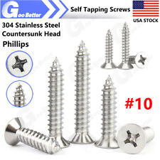 10 304 Stainless Steel Phillips Flat Countersunk Head Self Tapping Wood Screws