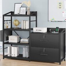 2 Drawer File Cabinets For Home Office With Open Shelf And 3 Hooks Whiteblack