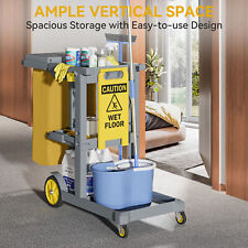 3-shelf Janitorial Trolley Cleaning Cart Plastic Housekeeping Cart With Pvc Bag