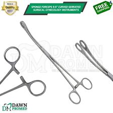 Sponge Forceps 9.5 Curved Serrated Surgical Gynecology Instruments German Grade