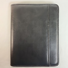 Black Professional Business Leather Like Portfolio Organizer Folder Zips