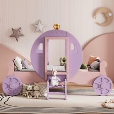 New Creative Pink Princess Carriage Bed High Quality Wooden Princess Cute Push