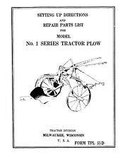 Allis Chalmers No. 1 Series 1 Bottom Trailer Pull Plow Owners Manual Wheel Plow