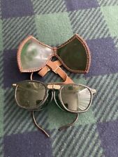 Vtg Safety Glasses Antique Welding Or Motorcycle Goggles-green Lenses