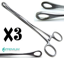 3 Pcs Foerster Sponge Straight Forceps 12 Serrated Jaws Surgical Instruments