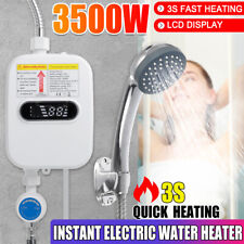 3500w Tankless Hot Water Heater Shower Electric Portable Instant Boiler Bath Set