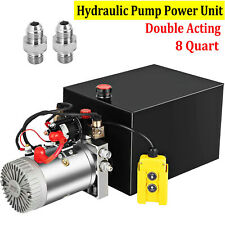 8 Quart Double Acting Hydraulic Pump Dump Trailer Reservoir 12v Power Unit Pack