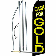 Cash For Gold Flag Flutter Feather Banner Swooper Advertising Bundle Complete