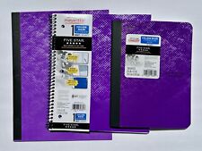 Five Star Bitmap Design Composition Spiral Notebooks Folders - Purple 4 Pack