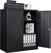 Metal Storage Cabinet With 2 Adjustable Shelves Steel Counter Cabinet Lockable