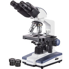 Amscope 40x-2000x Led Lab Binocular Compound Microscope W 3d 2-layer Mech. Stage