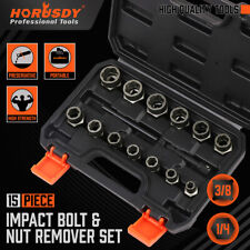 15pc Impact Bolt Nut Remover Set Extractor Damaged Rusted Adapter Storage Case