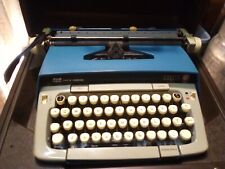 Vintage 70s Smith Corona Galaxie 12 Xii Atomic Blue Manual Typewriter With Case