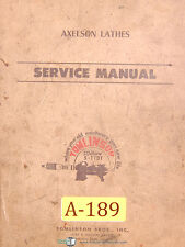 Axelson Lathe Service Instructions Assemblies And Parts Manual