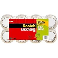 Scotch 3m Sure Start Packing Tape - 8 Pack 1.88 X 54.6 Yd 3 Core Clear