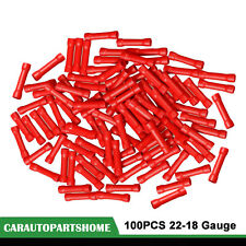 100pcs Red 22-18 Gauge Awg Ga Wire Butt Connectors Vinyl Car Radio Terminals