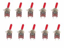 10 Subminiature Spst Toggle Switch Onoff Mini With Red Handle Cover