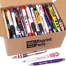 Wholesale Lot Of 100 Misprint Ink Pens Bulk Assorted Click Retractable Ballpo...