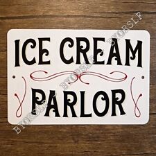 Metal Sign Ice Cream Parlor Parlour Gelato Sorbet Frozen Yogurt Milkshake Cone