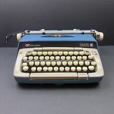 Vtg 70s Smith Corona Galaxie 12 Xii Atomic Blue Manual Typewriter Wcase Read