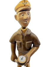 Hand Carved Romer Wood Sailor Fisherman Nautical Vtg Made In Italy -pipe Missing