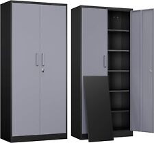 71 Metal Storage Cabinet 900lb Tall Locking Adjustable Shelves Garage Cabinets