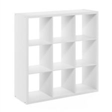 Cubicle Open Back Decorative Cube Storage Organizer 9-cube White