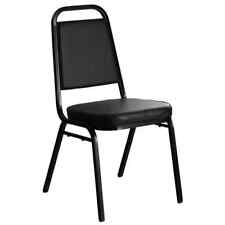 Trapezoidal Back Stacking Banquet Chair With Black Vinyl And Black Vein Frame