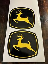 8 John Deere Logo Stickers 2x For Loader Backhoe Tractor Yellow Window Decal