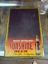 Vintage Sunshine Beer Metal - Toc Tin Over Cardboard Chalkboard Sign Reading Pa